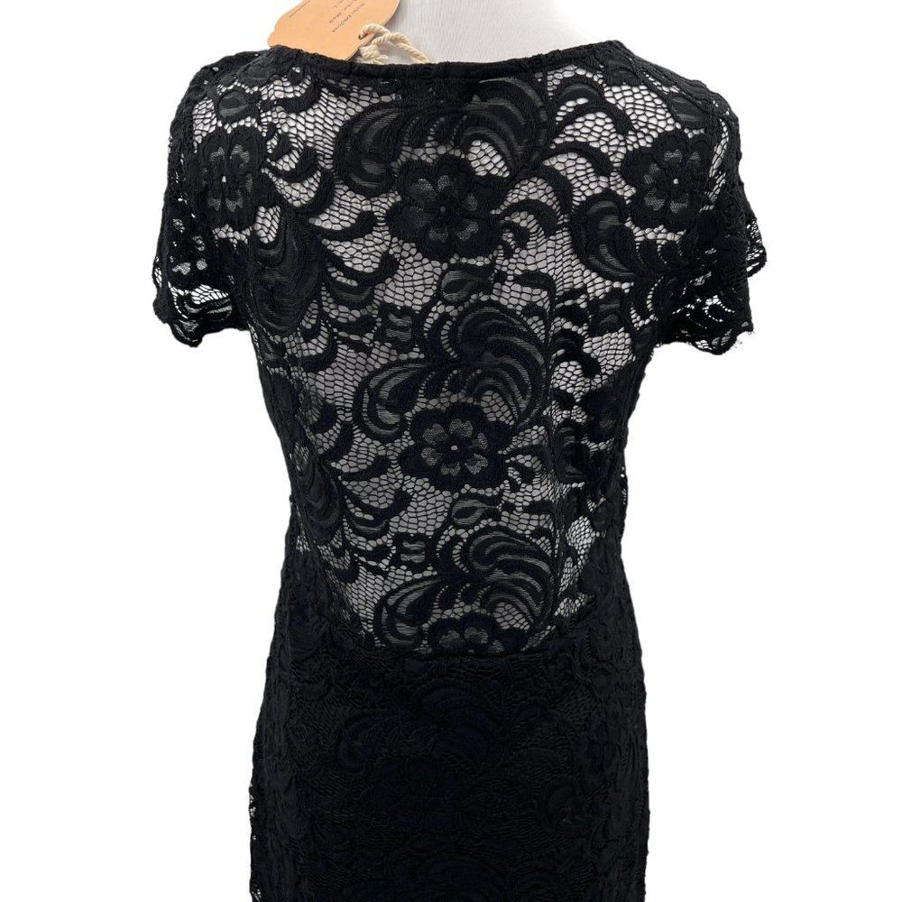 Ci Sono by Cavalini Black Lace Sheer Upper Back Dress Size Large - Picture 5 of 16